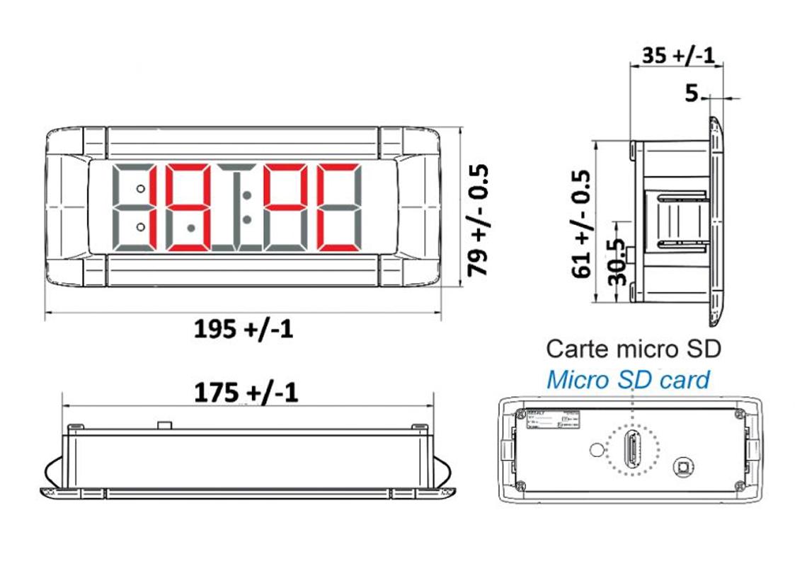 Horloge LED compacte personnalisable à clipser sur bus/car